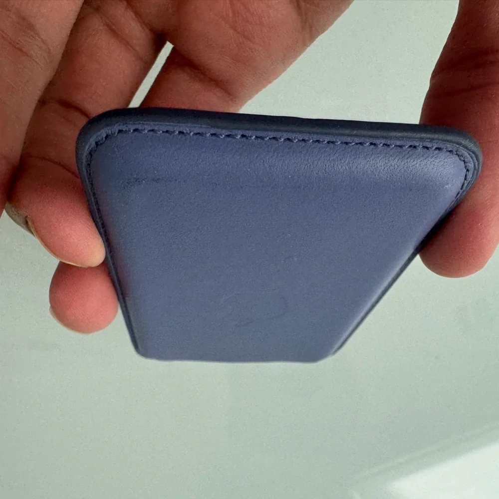 Apple Purple Lavender Genuine Leather Card Holder Slim Minimalist Wallet Sleeve